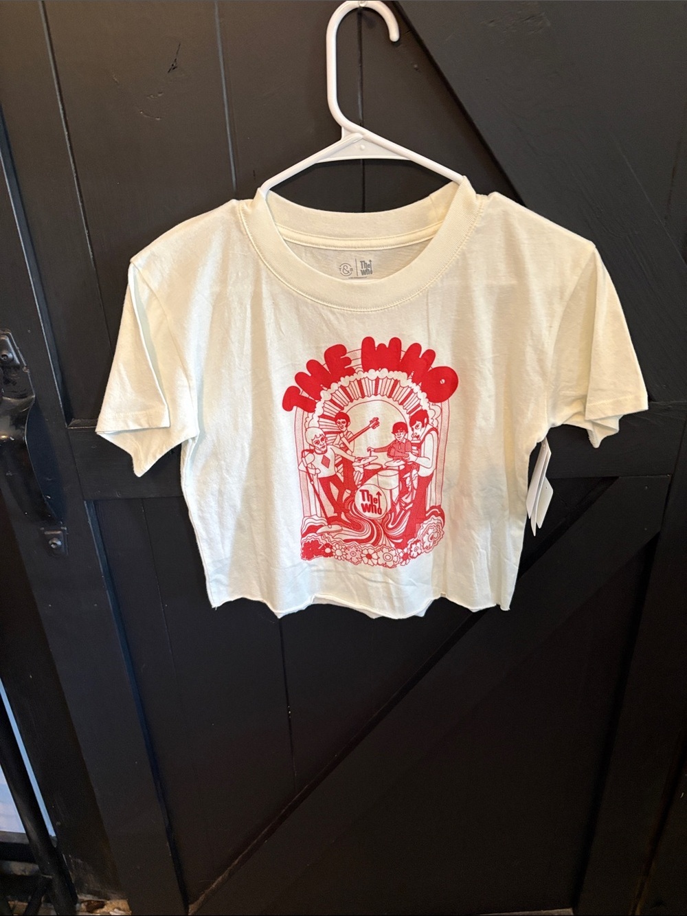 Treasure & Bond Cream Crop Tee with Red Graphic